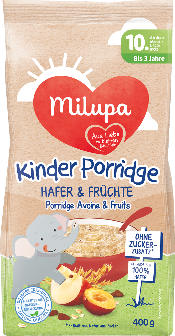 Kinder Porridge Hafer und Früchte